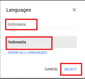 pilih bahasa indonesia dari sebelumnya bahasa inggris