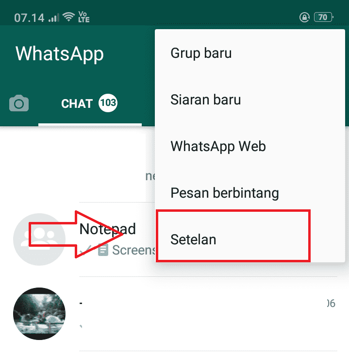 pilih setelan whatsapp