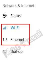 pilih wifi atau ethernet