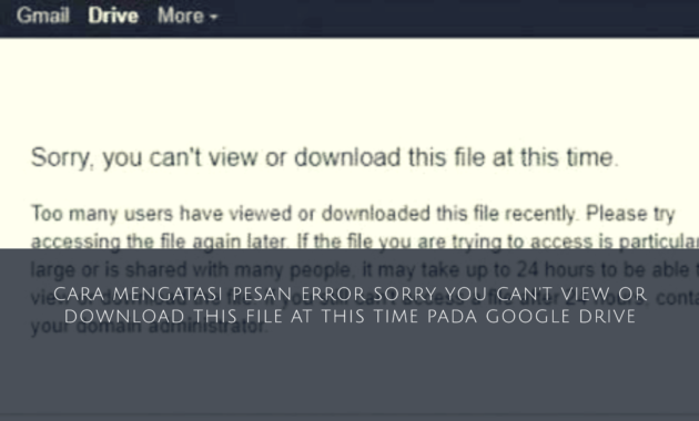 Penyebab Google Drive Tidak Bisa Download/Melihat