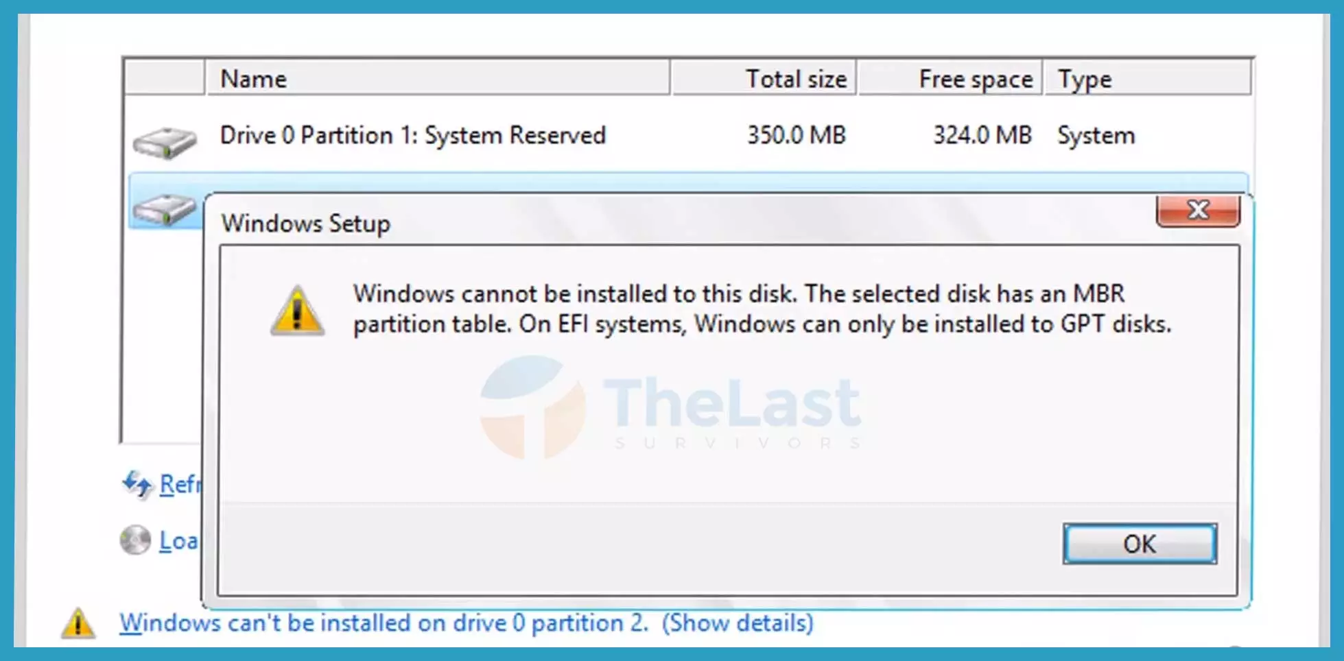 Penyebab Windows Cannot be Installed to This Disk