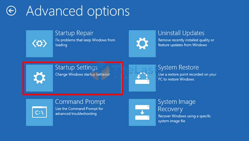 Startup Settings Windows 10