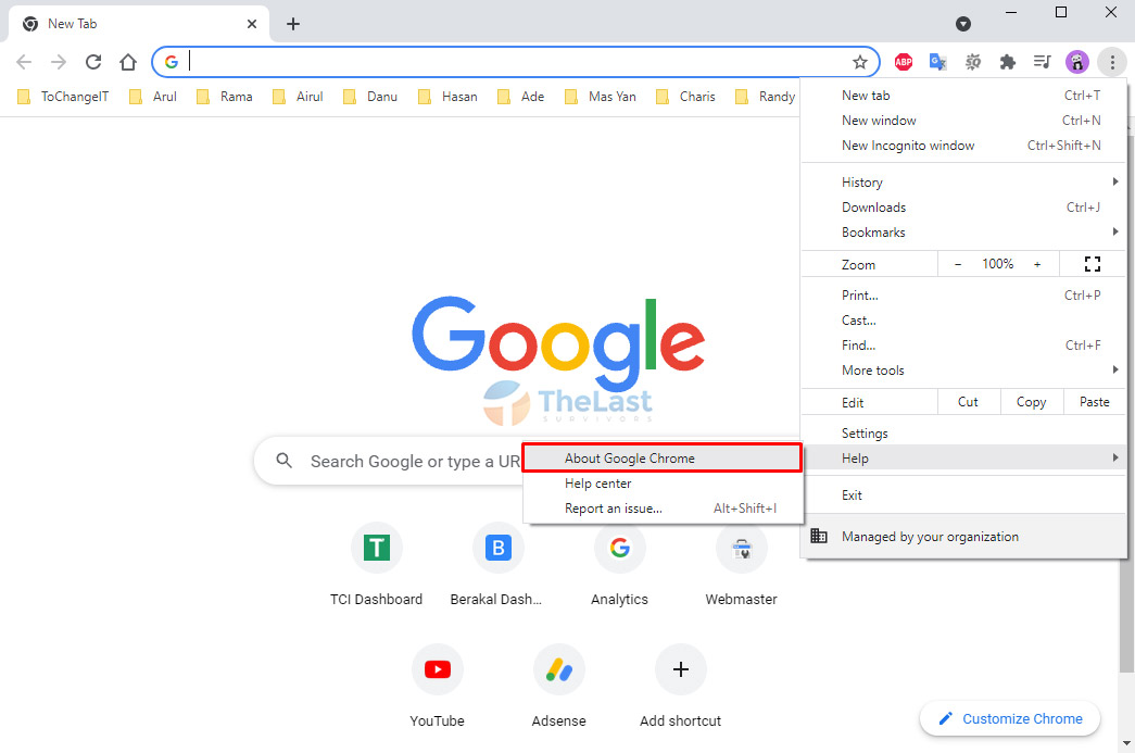 Klik About Google Chrome