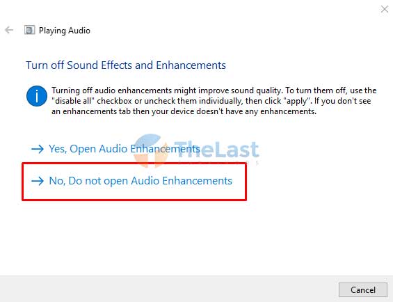 Do Not Open Audio Enhancements