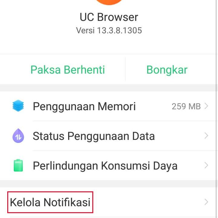 Kelola Notifikasi UC Browser