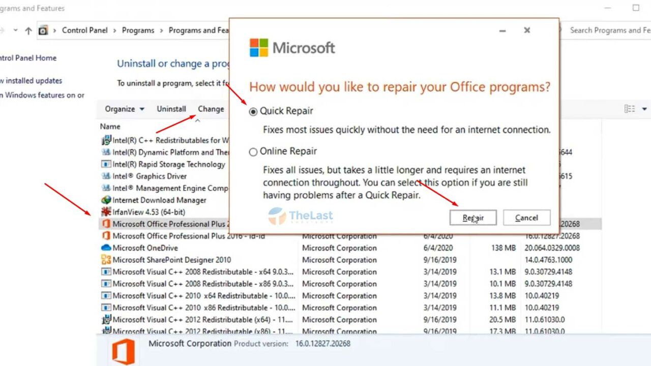 Lakukan Repairing Microsoft Office