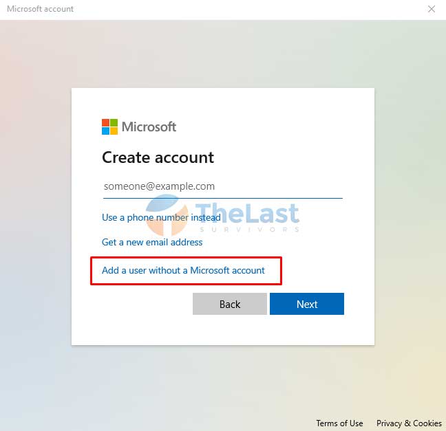 Klik opsi Add A User Without A Microsoft Account