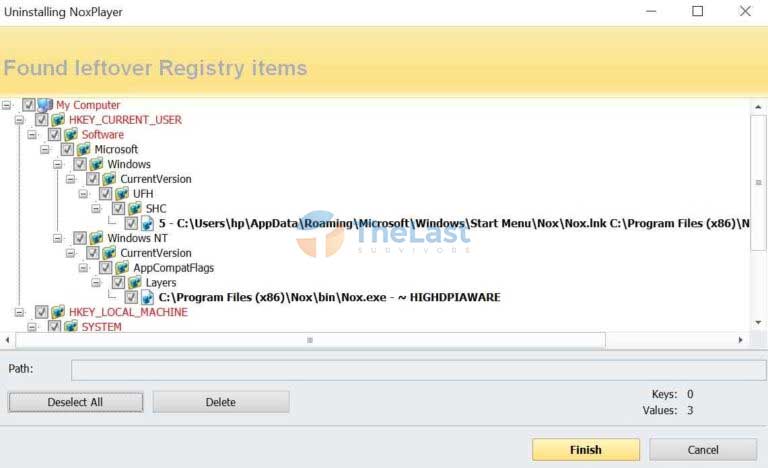 Delete Registry Items Nox Player