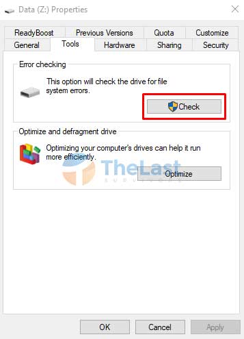 Klik Error Checking Windows