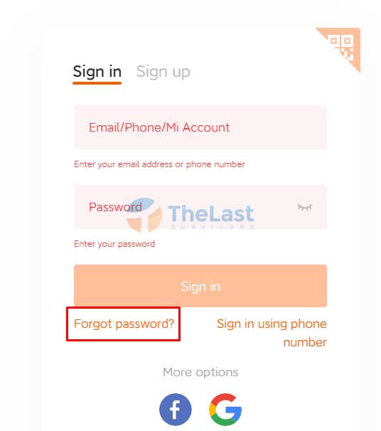 Forgot Password Xiaomi Account