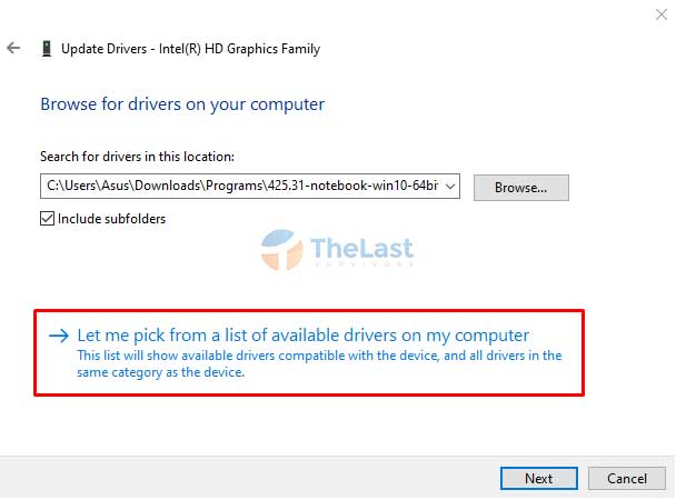 Klik Let Me Pick From A List Of Available Drivers On My Computer Vga