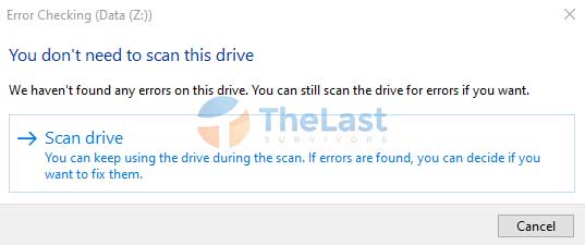 Pilih opsi Scan Drive Windows