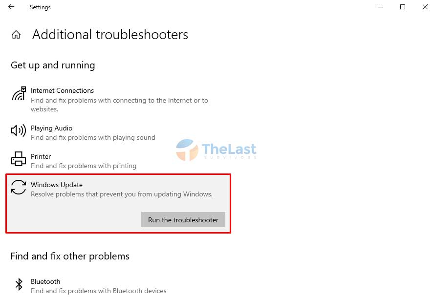 Klik Tombol Troubleshoot Windows Update