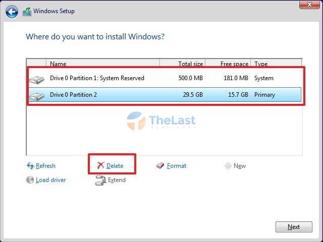 Delete Drive Partition Windows 10