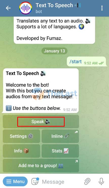 Ketuk Speak Telegram Text To Speech Bot