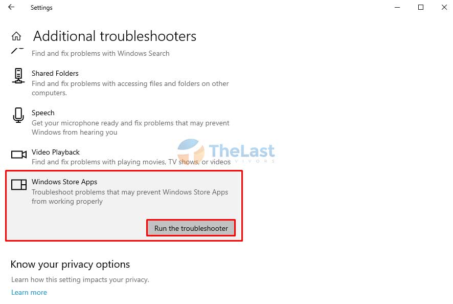 Troubleshooter Windows Store Apps