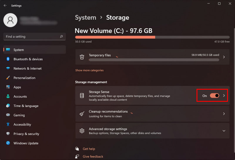 Storage Sense Windows 11