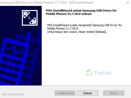 Instalasi Driver Samsung USB Selesai