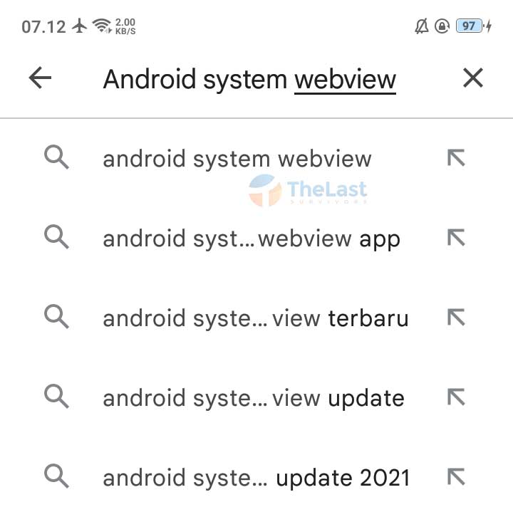 Ketikkan Android System Webview