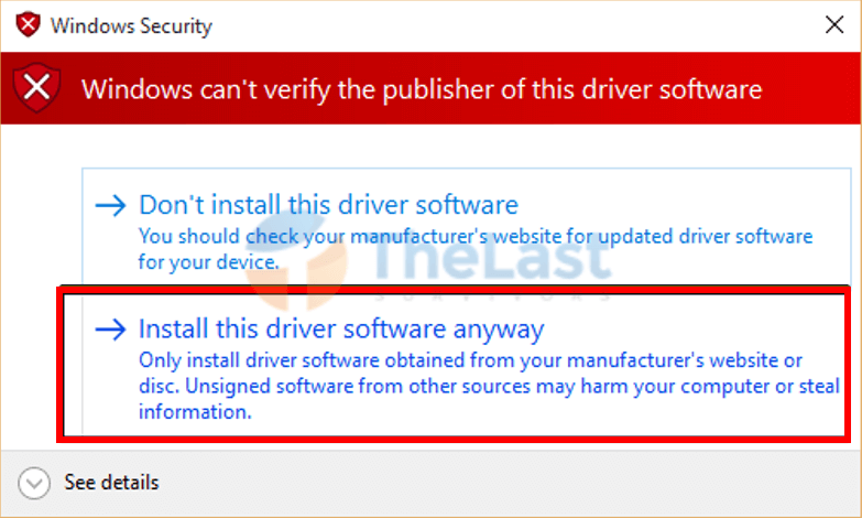 Pilih Install This Driver Software Anyway