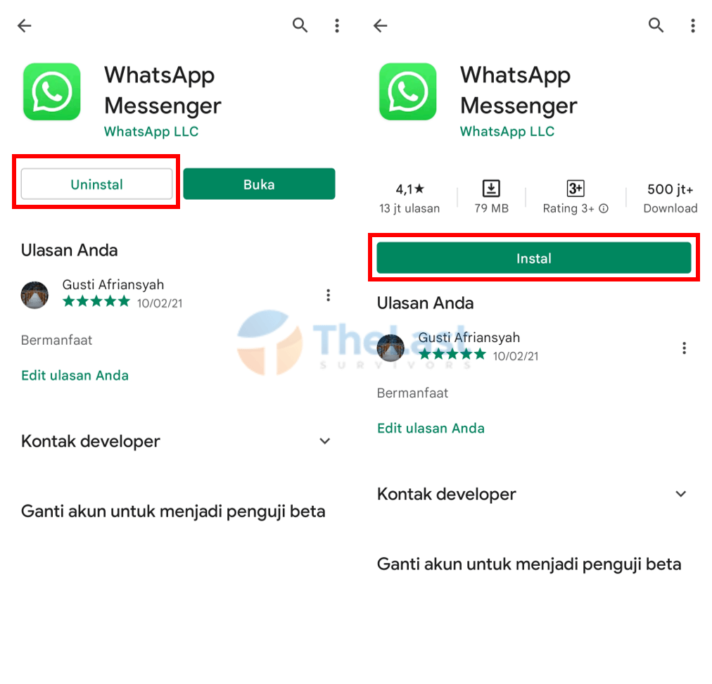 Reinstall Aplikasi Whatsapp