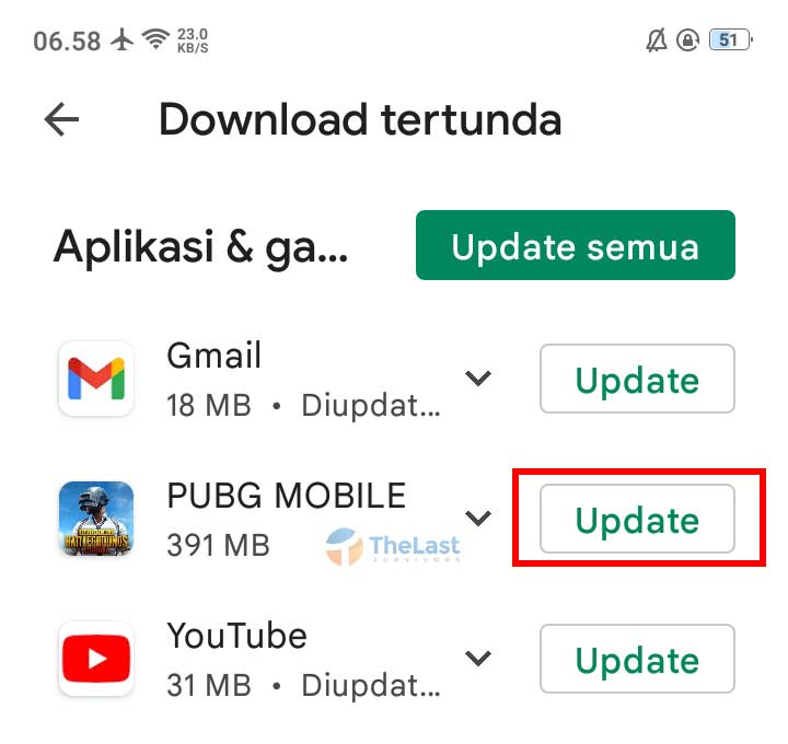 Ketuk pada Tombol Update PUBG Mobile