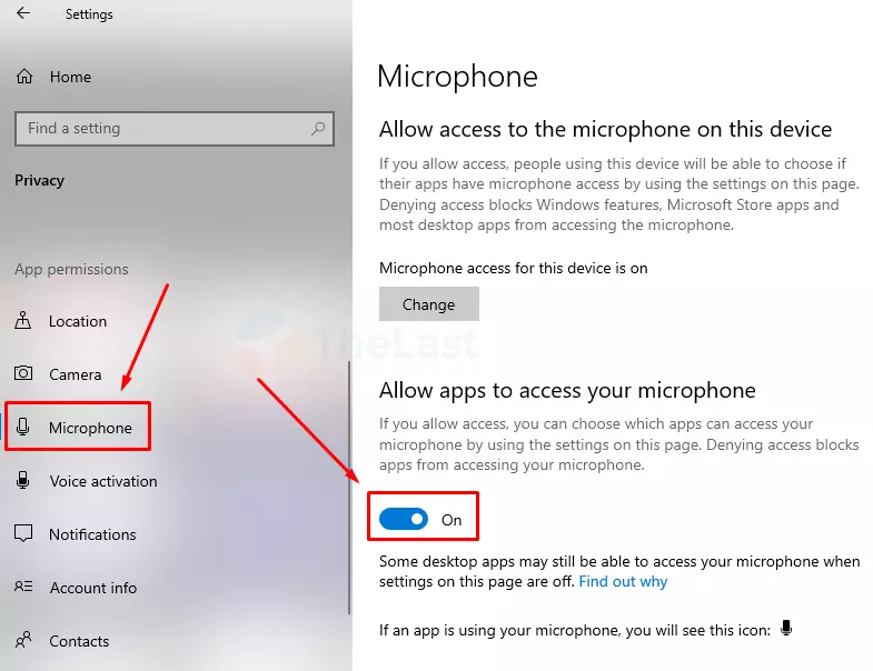 Allow apps to access you microphone