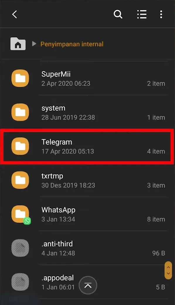 Folder Telegram di File Manajer