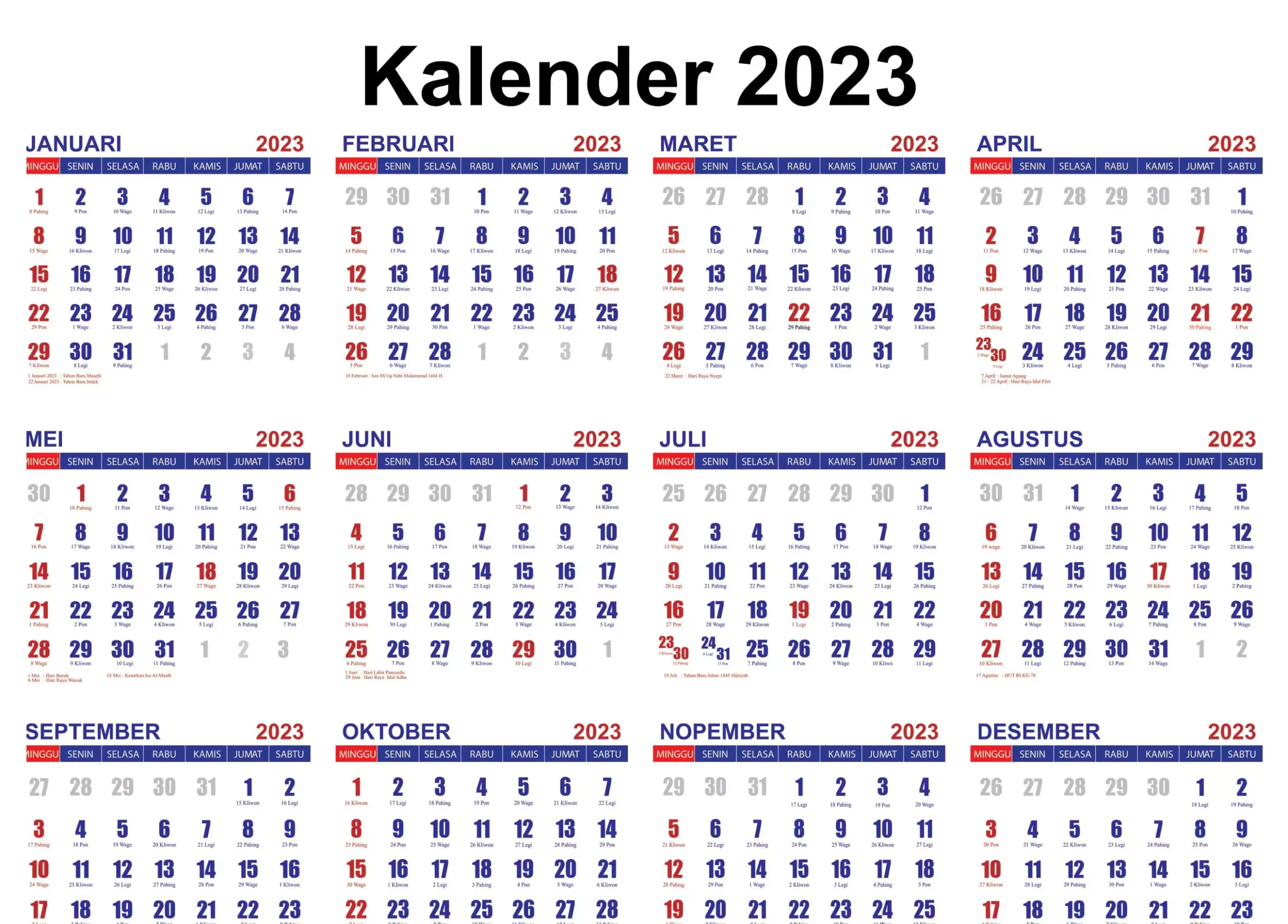 Kalender 2023 PSD