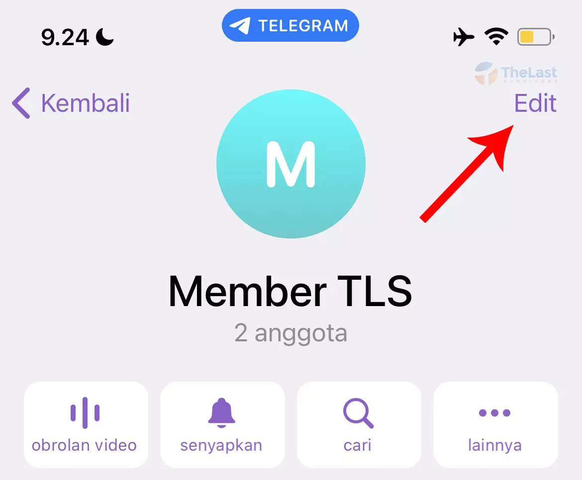 Tap Edit di Menu Grup Telegram