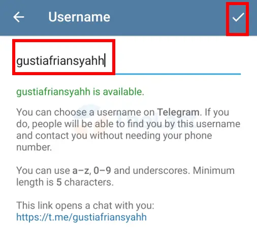 Buat Username Telegram