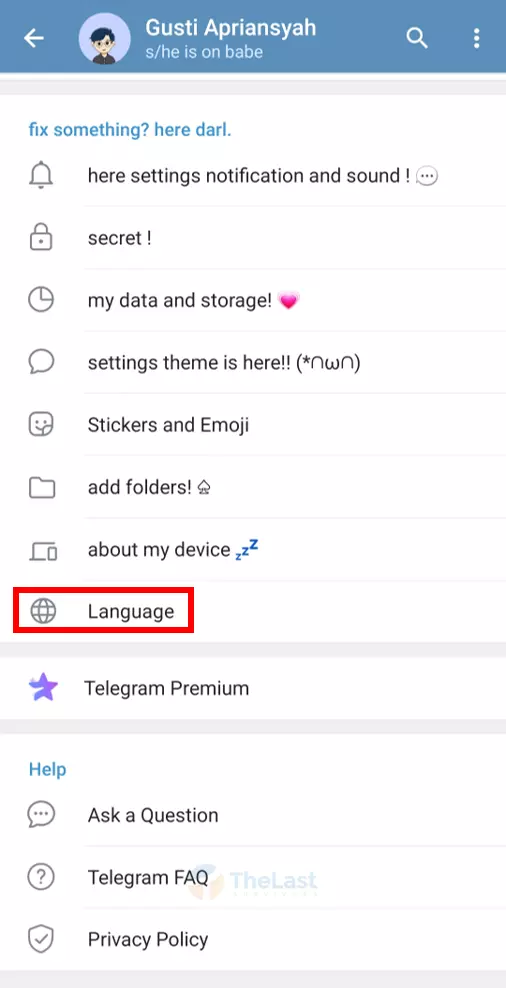 Buka Pengaturan Bahasa di Telegram