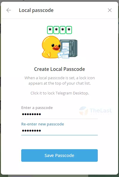 Create Local Passcode Telegram PC