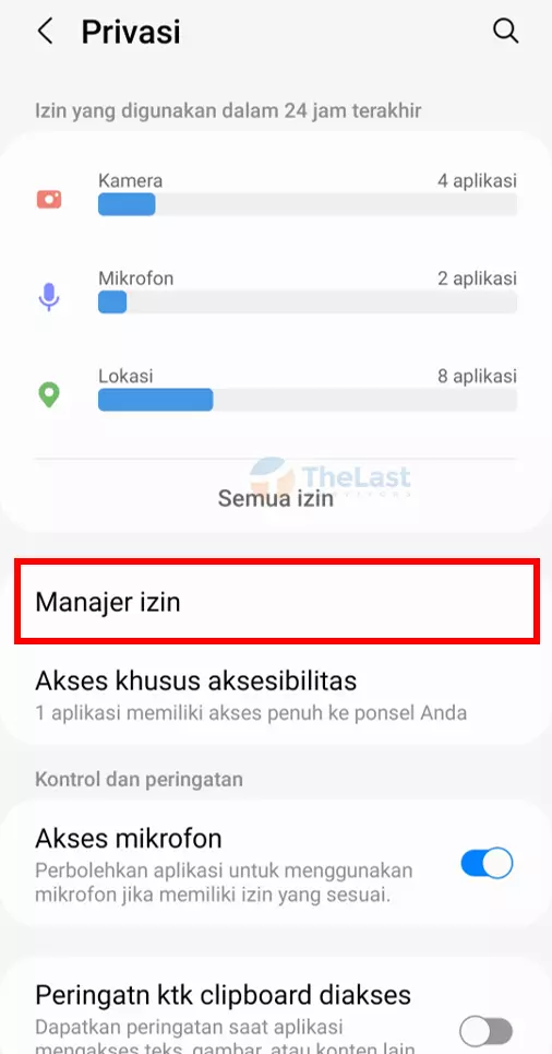 Pilih Menu Manajer Izin