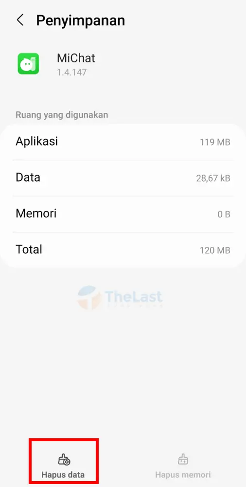 Hapus Data MiChat