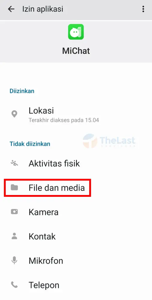 Izin File Dan Media MiChat