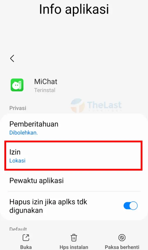 Pilih Pengaturan Izin MiChat