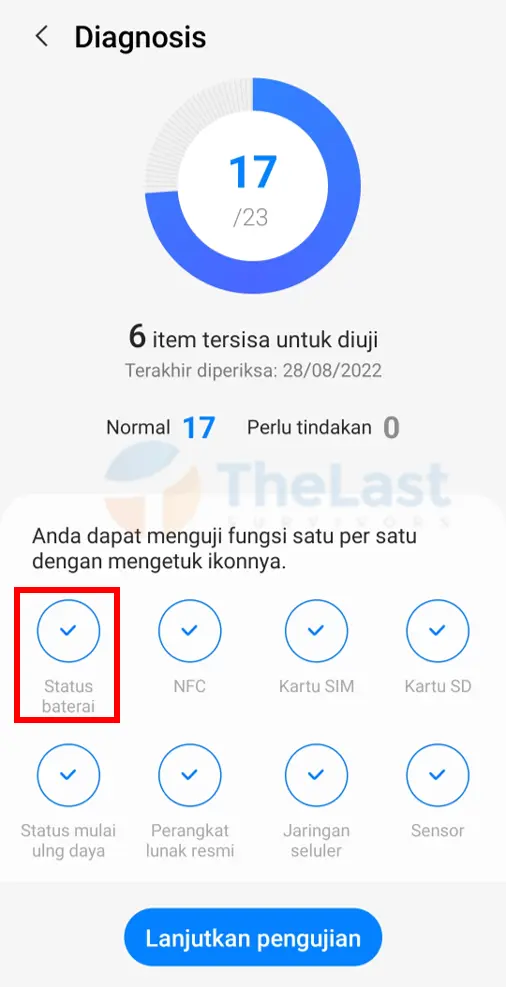 Pilih Status Baterai Samsung