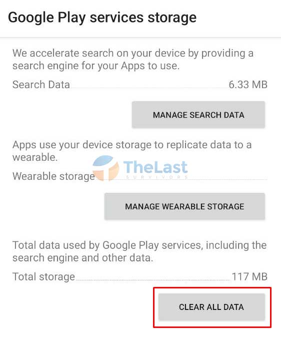 Clear All Data Google Play Service