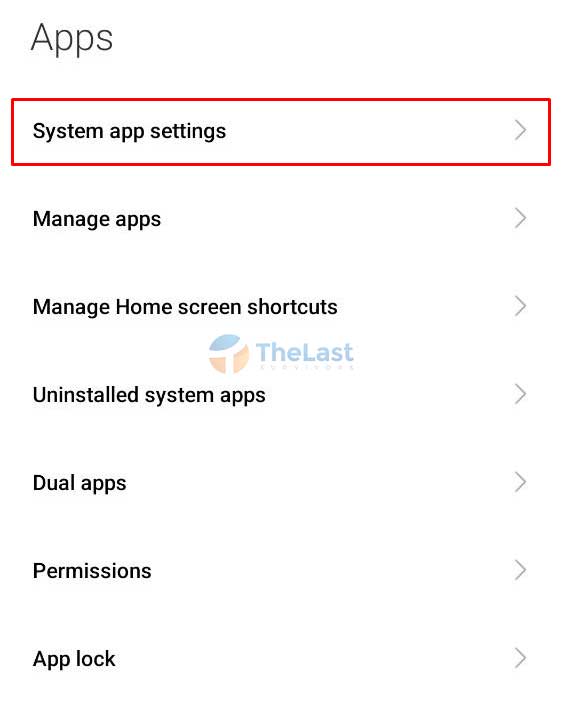 System Apps Settings Xiaomi