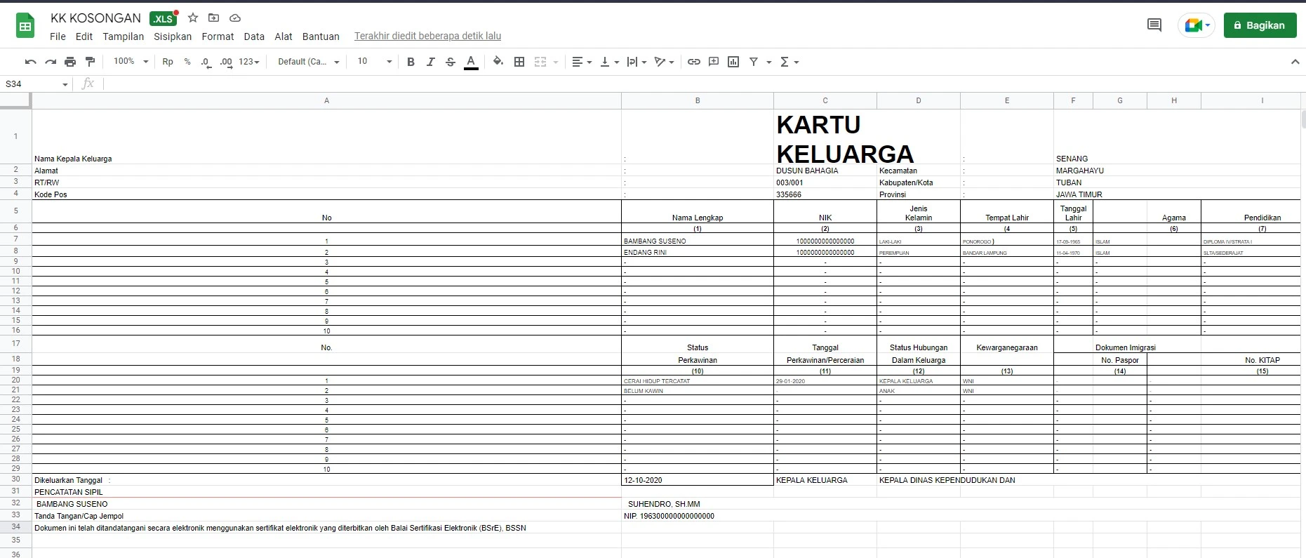 Template KK Excel