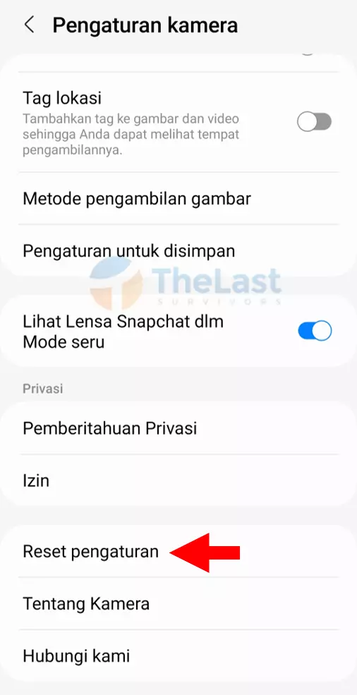 Pilih Reset Pengaturan Kamera