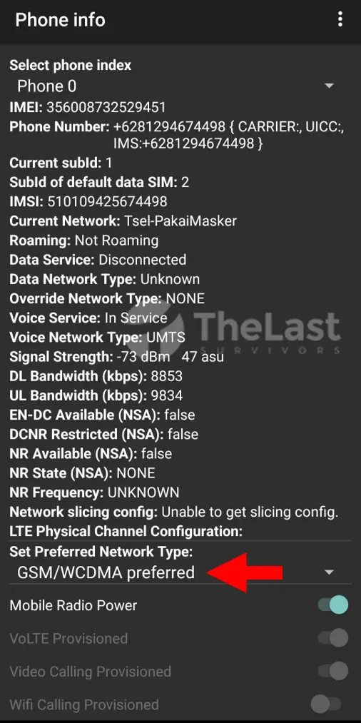 Ketuk Set Preferred Network Type Di Force Lte Only