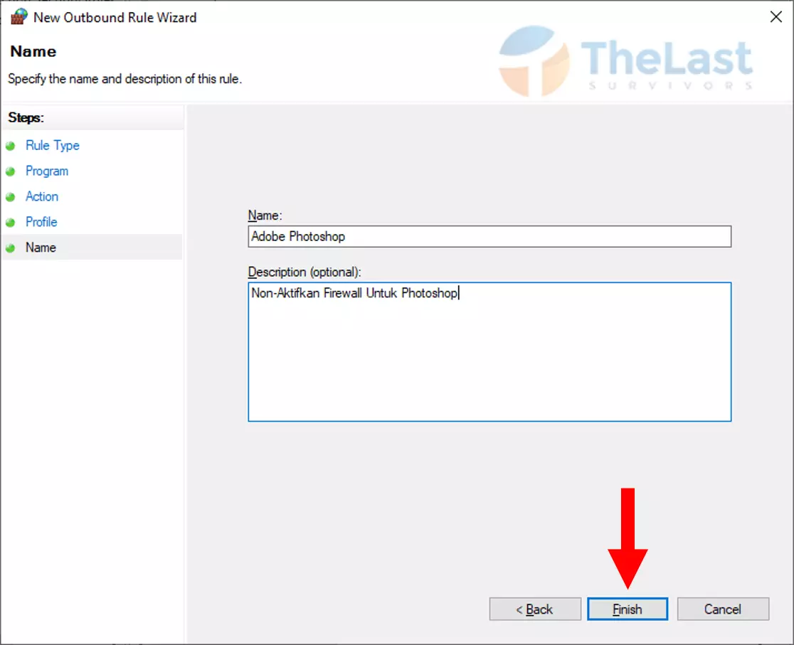 Buat Nama Rule Outbound Photoshop Firewall