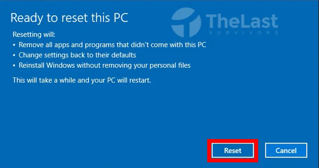 Konfirmasi Reset Pc Windows 10