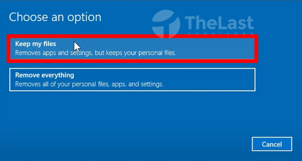 Pilih Keep My Files Saat Reset Manual Windows 10