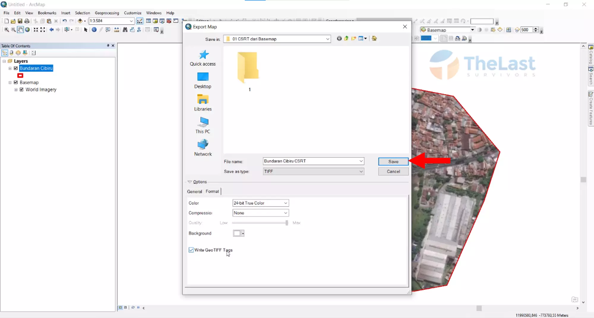 Simpan Citra Resolusi Tinggi Arcgis