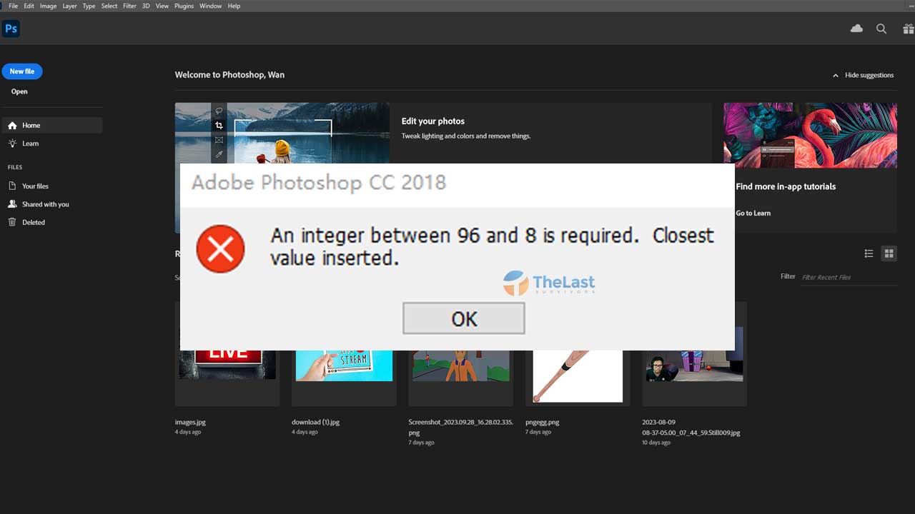 Cara Mengatasi Error An Integer Between 96 And 8 Is Required Di Photoshop