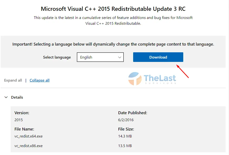 Download Visual 2015 Redistributable